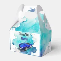 Classic Retro Blue Sports Car Birthday Adventure Favor Boxes