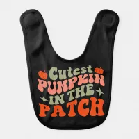 Retro Groovy Cutest Pumpkin in the Patch Baby Bib