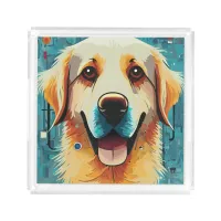 Happy Golden Retriever Acrylic Tray