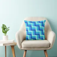 Summer Fresh Blue Striped Quilt Pattern Throw Pillow