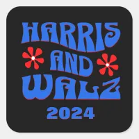 Harris & Walz Retro flowers Square Sticker