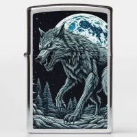 Vintage Werewolf Growling on a Full Moon Night Zippo Lighter