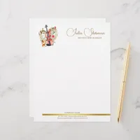 Monogram Gold Violin Modern Script Minimalist Letterhead