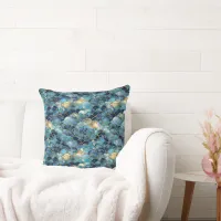 Modern Stylish Watercolor Blue Clouds Throw Pillow