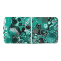 Teal and Black Bubbles Digital Fluid Art Cells   Beer Pong Table