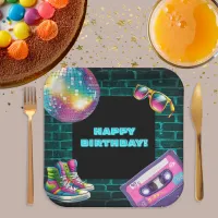 90s Neon Disco Birthday Paper Plates