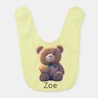 Cute Teddy bear in a meadow Baby Bib