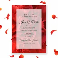 Red Carnation Flower Celebration of Life Memorial Invitation