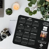 2025 Calendar Business Logo QR Code Black Photo Mouse Pad