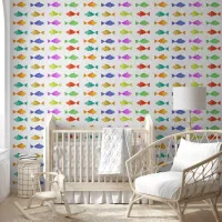 Rainbow fish in ocean kids wallpaper