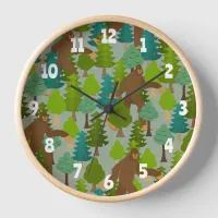 Funny Bigfoot in the Forest Clock