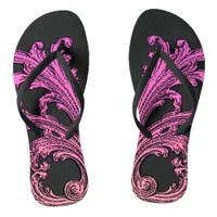 Unique Vintage Swirl Ombre Pink Design Flip Flops