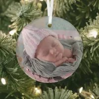 Personalized Baby Photo  Glass Ornament
