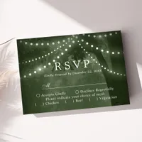 Green Rustic Tree Lights Wedding RSVP