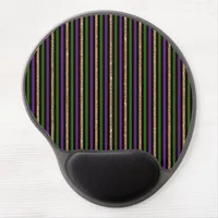 Purple, Green, Black, Faux Gold Stripes Mardi Gras Gel Mouse Pad