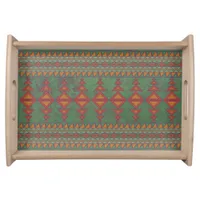 Southwest Sagebrush Green Geometric Design Serving Serving Tray