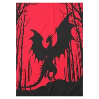 Black Silhouette Dragon on Red - Fantasy | Tablecloth