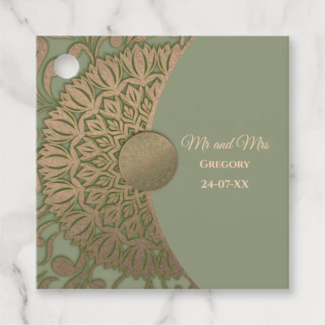 Elegant Modern Sage green & gold classic Favor Tags