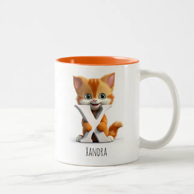 Letter X Cat Alphabet Monogram Coffee Mug