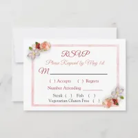 Burgundy Blush Pink Rose Gold Wedding RSVP card