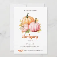 Autumn Fall Pumpkins Thanksgiving Dinner Invitation