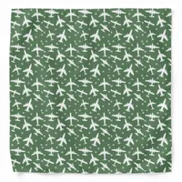 Pilot Green White Aeroplane Pattern Bandana