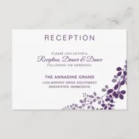 Purple / Plum Vines Wedding Reception Card