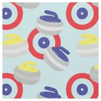 Curling Ice Sport Stones and Targets Pattern Fabric