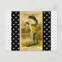 Vintage Black and White Polka Dot Frog Post Card