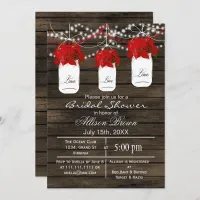 Barn wood poinsettias mason jar bridal shower invitation