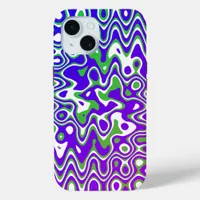 [Purple and Green] Swirls Op-Art iPhone 15 Case