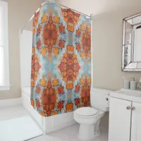 Maple leaf mirrored design pattens shower curtain