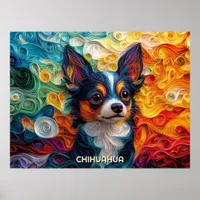 Chihuahua Quilling Art Dog Portrait Poster