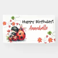  Ladybug / Watercolor Birthday Banner