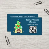 QR Code Gnome Hometown Bakery Ocean Blue Business Card