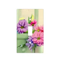 Pink and Purple Vintage Flowers  Light Switch Cover