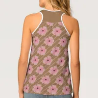 Pink Flowers And Stripes Tank Top