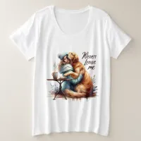 Woman Hugging Dog Plus Size T-Shirt