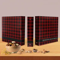 Rustic Red Buffalo Plaid Winter Holiday Recipe 3 Ring Binder