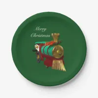 Cute Cartoon Penguin and Christmas Train Paper Plates