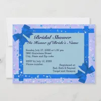 Sparkles & Blue Ribbon Frame Bridal Shower Invite