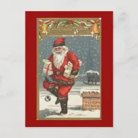Santa With Presents Holiday Postcard
