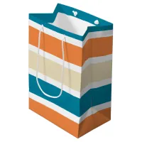 Teal Turquoise Orange Color Block Medium Gift Bag