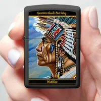 Native Indian Warrior Gazes  Zippo Lighter