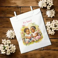 Baby Girl Twins of Color Baby Shower Favor Bag