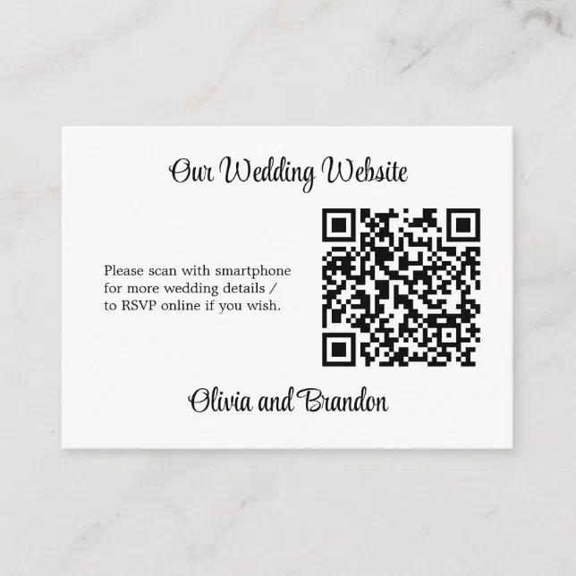 Stylish Minimalist QR Code Website RSVP Card