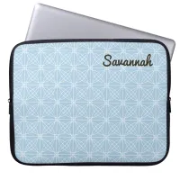 Personalized Blue White Tile Pattern Pretty Boho Laptop Sleeve