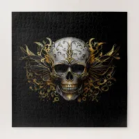 Intricate Gold Smiling Tribal Skull Jigsaw Puzzle