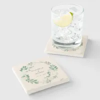 Elegant Boho Summer Spring Ivory Floral Wedding Stone Coaster