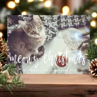 Meowy Christmas Cute Script Modern Pet Cat Photo Holiday Card